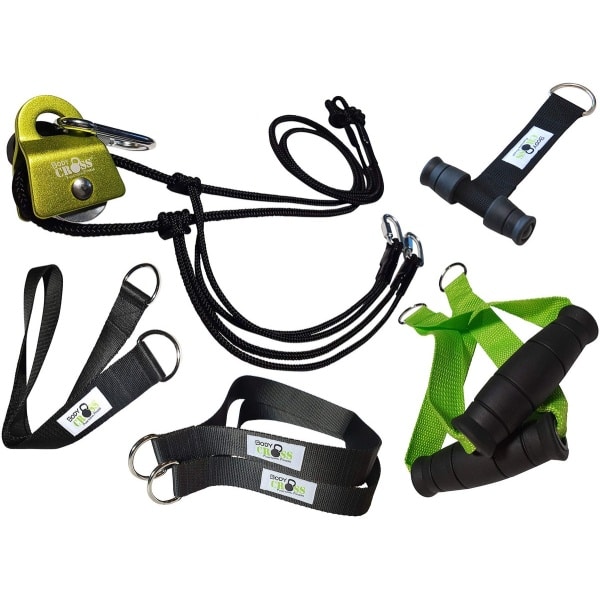 BodyCROSS® Premium Suspension Trainer Complete Set - getest en gecertificeerd, 2 slingtrainers met katrolsysteem voor veelzijdige full-body krachttraining, inclusief deuranker en bevestigingsmateriaal, geschikt voor thuis en outdoor gebruik