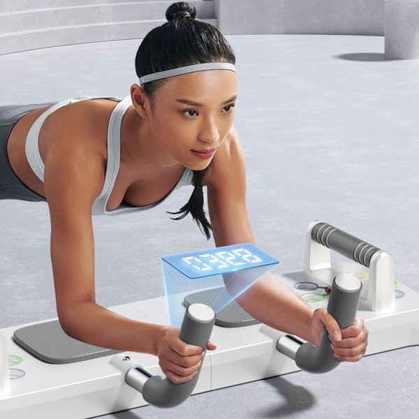 CHIWIN Push Up Board - 3 in 1 Fitnessapparaat - Multifunctionele Opdruksteun met Handgrepen en Teller - Thuis Fitness Krachttraining Planksteun - Push Up Stand voor Borst Buik en Schouders - Wit