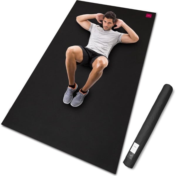 Cardio Mat - Grote Fitnessmat - Extra Lang En Breed (200 x 115 cm) - Inclusief Opbergtas - Slijtvast - Desinfecteerbaar - Geschikt Voor Schoenen