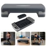 Cheqo® Verstelbare Aerobic Step 10-15 cm - Fitness Stepper met Anti-Slip Laag - Stepbank voor Thuis en Sportschool - Step Aerobics - Krachttraining & Conditietraining - Draagvermogen 150 kg - Opstapbankje