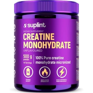 Creatine monohydraat poeder gemicroniseerd- 500 g (147 porties) - Puur en snel oplobare creatine voor kracht, spiergroei en herstel - vegan, GMO-vrij - Suplint.