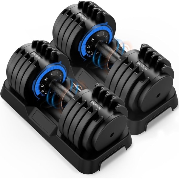 DH FitLife Verstelbare Dumbbells Set 25KG | 2 STUKS | 10-in-1 Variabele Gewichten | Adjustable Dumbells van 4 tot 25 kg | Krachttraining, Korte Halterset met Ruimtebesparende Halterschijven voor Thuistraining, Korte Halters Verstelbaar