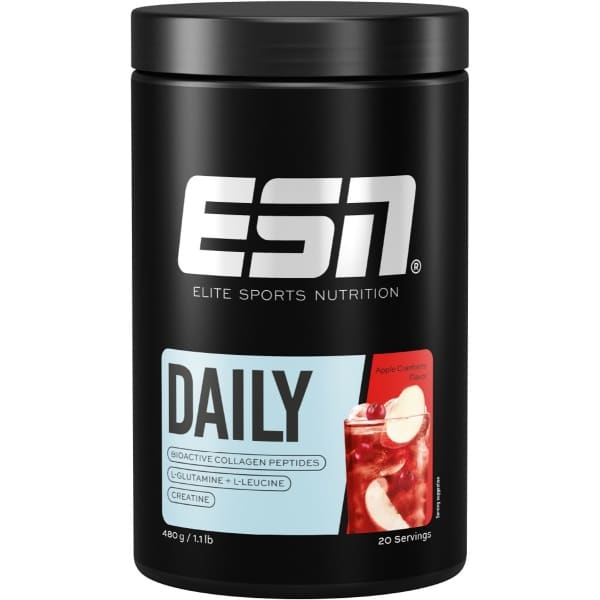 ESN Daily, Apple Cranberry, 480 g, 20 Porties - Poeder met Bioactieve Collageen Peptiden, L-Glutamine, Creatine en L-Leucine