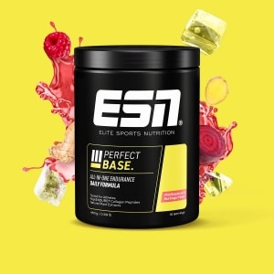 ESN Perfect Base - Smaak Mild Raspberry and Red Ginger - Dagelijkse Duursportformule met Endurance Peptides, Creatine & Plantenextracten - Verbeterde Snelheid, Hydratatie & Herstel - 450g (15 Porties)