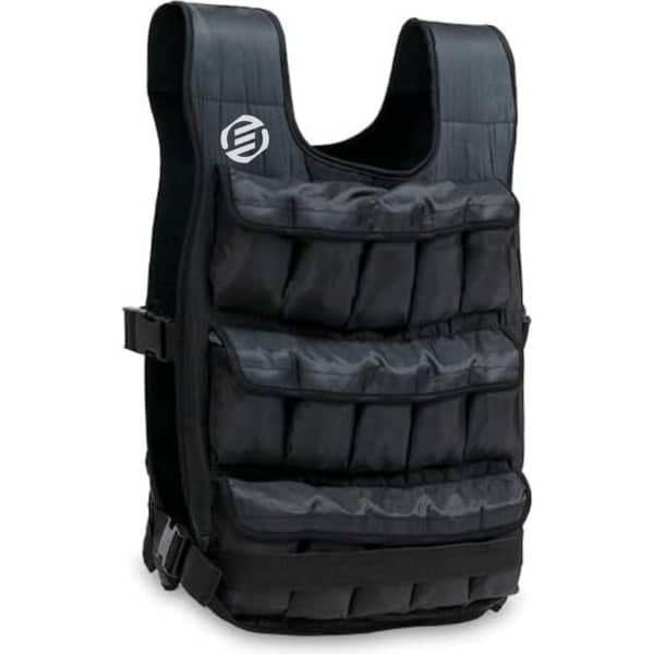 Equivera gewichtsvest - Gewichtsvest 20 kg - Verstelbaar - 30 Zandzakken - 2 Kliksluitingen - Fitnessvest - Multifunctioneel - Calisthenics - Hardlopen - Krachttraining - Extra Stevig - Zwart
