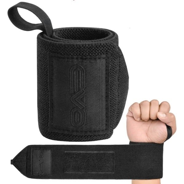 Fitness Polswraps voor Gewichtheffen - 45 cm Diepzwart - Elastische Ondersteuning voor Krachttraining en Bodybuilding