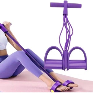 Fitness Weerstandsbanden-6 buis pedaal enkeltrekker, multifunctionele spanningskabel, natuurlijke latex fitnessbanden voor krachttraining, buik, taille, arm, been afslanken, fitnessapparatuur voor thuisgymnastiek