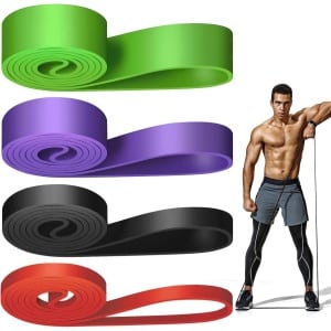 Fitnessbanden, set met 4 verschillende niveaus, weerstandsbanden, elastische band, sport, gymnastiekband, trainingsbanden, fitnessband voor krachttraining, pilates, yoga, voor mannen en vrouwen.