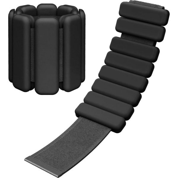 GOODEVN Premium Siliconen Gewichtsmanchetten 450g (2 stuks) - Verstelbare Pols- & Enkelgewichten voor Thuisworkouts | Geschikt voor Fitness, Revalidatie & Krachttraining | Anti-Slip Design | Zwart