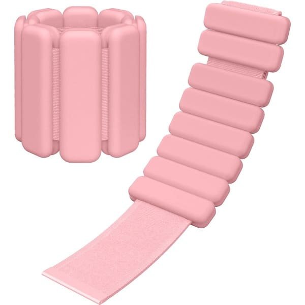 GOODEVN Premium Siliconen Gewichtsmanchetten 450g (2 stuks) - Verstelbare Pols- & Enkelgewichten voor Thuisworkouts | Geschikt voor Fitness, Revalidatie & Krachttraining | Anti-Slip Design | Roze