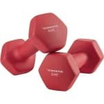 Halters set rood 2x3kg neopreen coating krachttraining - voor thuis training en fitness dumbbell set