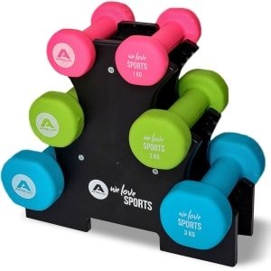 Halterset 2x1kg, 2x2kg, 2x3kg met Opbergrek voor Thuis Krachttraining