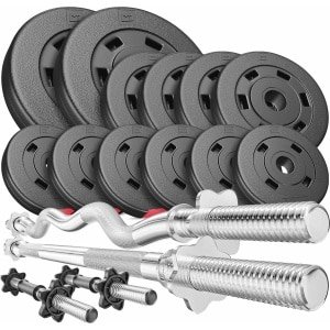 Halterset 45 kg met Lange Halterstang en Curlstang - Compleet met Gewichten voor Krachttraining