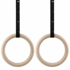 Houten turnringen voor fitness - 32mm - CrossFit, Gym & Calisthenics - Gymnastiek ringen hout - Krachttraining - Incl. Ophangbanden & Antislip Tape