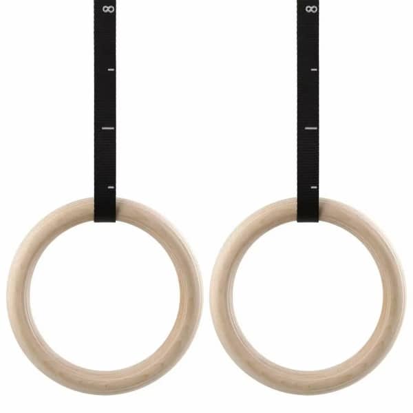 Houten turnringen voor fitness - 32mm - CrossFit, Gym & Calisthenics - Gymnastiek ringen hout - Krachttraining - Incl. Ophangbanden & Antislip Tape