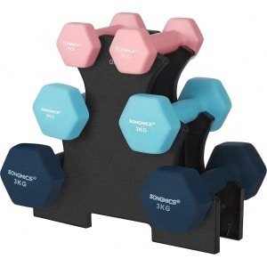 Jeghi® Dumbbells - Dumbbell Set - Ergonomisch - 1/2/3kg - Fitness - Yoga - Krachttraining - Thuis - Gezondheid - Roze/Blauw