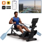MERACH 2025 Roeimachine met Magnetisch systeem - 7 trainingsmodi roeitrainer - Ergonomisch zitje - LCD-display - Tablet-houder - Interactieve app - Bluetooth - Kinomap-compatibel - Full-body training - 36 kg weerstand - Tot 158 kg