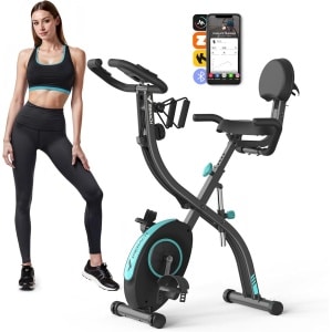 MERACH 4-in-1 Opvouwbare Hometrainer - Magnetische Fiets met LCD-monitor - Handmatige Polsmeting - Weinig Ruimte Innemend - Voor Thuis