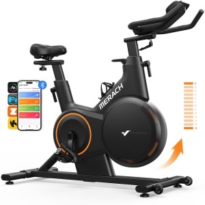 MERACH Hometrainer - 16 Niveaus Magnetische Weerstand - ± 6% Helling - LED-scherm - Bluetooth - APP - Maximaal Gewicht 160 kg - Stil