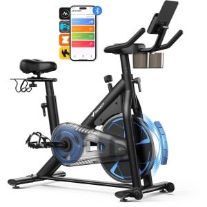 MERACH Magnetische Hometrainer - Vliegwiel 8 kg - 8 Niveaus Vloeibare Weerstand - LCD-scherm - Maximaal Gewicht 120 kg - Stil