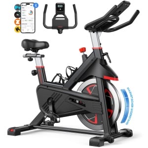 MERACH Magnetische Hometrainer - Zelfvoorzienend - 100 Weerstandsniveaus - LED-scherm - APP Kinomap & Zwift - Stil