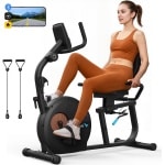 MERACH Opvouwbare Semi-Recumbente Hometrainer - 8 Niveaus Magnetische Weerstand - LCD-scherm - Elastieken - Hartfrequentie Sensor