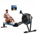 MERACH Roeimachine met luchtweerstand - Professionele indoor roeimachine - Inklapbaar - Bluetooth LCD-display - Ergonomisch zitje - Verstelbare tablet-houder - Geschikt voor thuis fitness en cardio - Belastbaar tot 158 kg