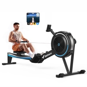 MERACH Roeimachine met luchtweerstand - Professionele indoor roeimachine - Inklapbaar - Bluetooth LCD-display - Ergonomisch zitje - Verstelbare tablet-houder - Geschikt voor thuis fitness en cardio - Belastbaar tot 158 kg
