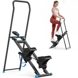 Merach 2025 Stair Stepper voor thuistraining - revalidatie - draagbare crosstrainer-stepper inklapbaar met 3 weerstandsniveaus - LCD-scherm - verstelbaar stuur - antislip-pedalen - vertical climber voor full-body workout