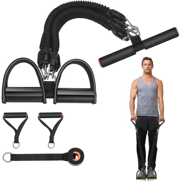 Multifunctionele pedaaltrekker - Verstelbare weerstandsband voor buikspieroefeningen, sit-ups, thuisfitness en full body training, Pedaalweerstandsband, trainingsapparatuur voor fysiotherapie, krachttraining (4 slangen 100 pond) - Cyslmuk®