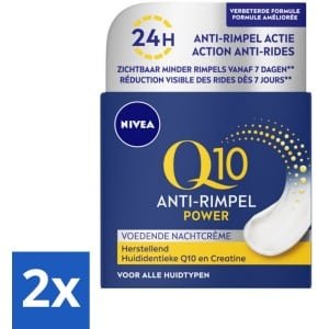 NIVEA - Nachtcrème - Q10 POWER Anti-Rimpel - Voor alle huidtypen - Met Q10 & Creatine - 50 ml - Voordeelverpakking - 2 stuks