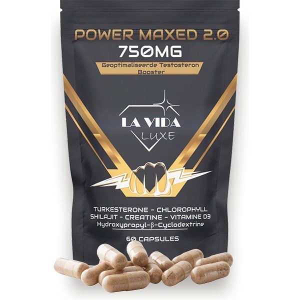 POWER MAXED 2.0 - Testosterone Booster- Vitamine D3 - Shilajit Resin - Turkesterone - Creatine Monohydraat - Creatine Monohydrate - Testo Fuel - Muscle builder