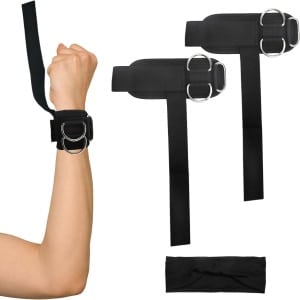 Pack of 2 Weight Lifting Wrist Bands met D-Rings - Weight Lifting Bands voor Fitness - Training - Krachttraining - Sport Headband - Kabelmachine - Fitness Studio Straps voor Bodybuilding