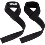 Prival Gewichthef Straps - Verstelbare Lifting Straps met Pols Padding - Fitness Accessoire voor Deadlifts, Pull-ups & Krachttraining - Set van 2 - Zwart