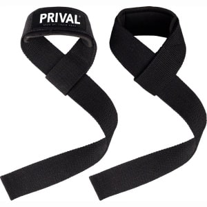 Prival Gewichthef Straps - Verstelbare Lifting Straps met Pols Padding - Fitness Accessoire voor Deadlifts, Pull-ups & Krachttraining - Set van 2 - Zwart