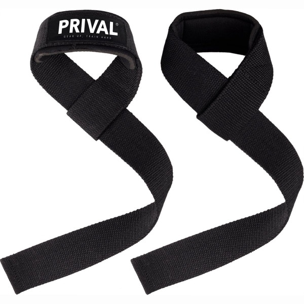 Prival Gewichthef Straps - Verstelbare Lifting Straps met Pols Padding - Fitness Accessoire voor Deadlifts, Pull-ups & Krachttraining - Set van 2 - Zwart