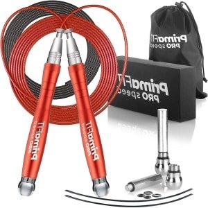 Pro Speed Springtouw Volwassen Fitness - Gewogen Springtouw 3 m Verstelbaar - Aluminium Boksen Gym MMA Crossfit - Workout Reserve Kabel Gewichten Beschermers springtouw