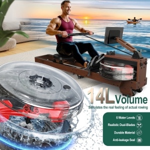 Roeimachine - Waterroeier - Fitnessroeier - Homegym Roeimachine - Indoor Roeitrainer - Massief Eikenhout - Inklapbaar & Waterweerstand - Geschikt Voor 1,2m Tot 2m & Max 175 kg