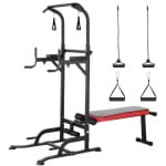 Serolux® - 3 in 1 Power Tower Pro - Pull up bar - Halterbank - Fitness - Verstelbaar - Inclusief weerstandsbanden - Pull up station - Dip station - Krachttraining - Krachtstation - Hometrainer - Dipstation - Sit ups - 180 × 94 × 234 cm - Zwart