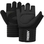 Trebin Fitness Handschoenen - Sport & Fitnesshandschoenen Heren & Dames - Krachttraining - Fitness - Crossfit - Sport handschoenen - Sporthandschoenen - Zwart - Maat M