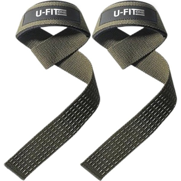 U Fit One Anti Slip Lifting Straps - Deadlift Straps - Gewichtshef - Powerlifting - Crossfit - Donker Groen