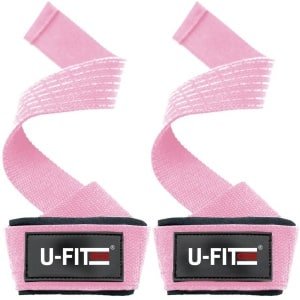 U Fit One Lifting Straps - Anti Slip - Deadlift Straps - Gewichtshef - Powerlifting - Crossfit - Roze - Inclusief Ebook