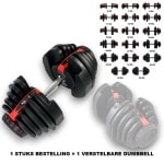 Verstelbare Dumbbell 40 KG | Aanpasbare Halter Gewichten | 17 Dumbbells in 1 | 5 t/m 40 KG Gewichtsbereik | Ruimtebesparende Halterset | Eenvoudig Gewicht Wisselen | PREMIUM Kwaliteit | Ideaal voor Home Fitness Gym / Thuis Sporten & Krachttraining