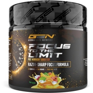 Vit4ever - Focus to the Limit - 240 g - Fruitmix smaak - Pre-workout booster met 250 mg cafeïne, ginseng, rhodiola & ginkgo - Met B-vitaminen - Vegan & suikervrij