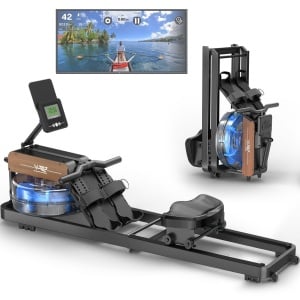 Waterroeimachine - Roeitrainer - Indoor Rower - Fitnessapparaat - Trainingsmachine - Robuust IJzeren Frame - 6 Instelbare Waterweerstanden - Zwart