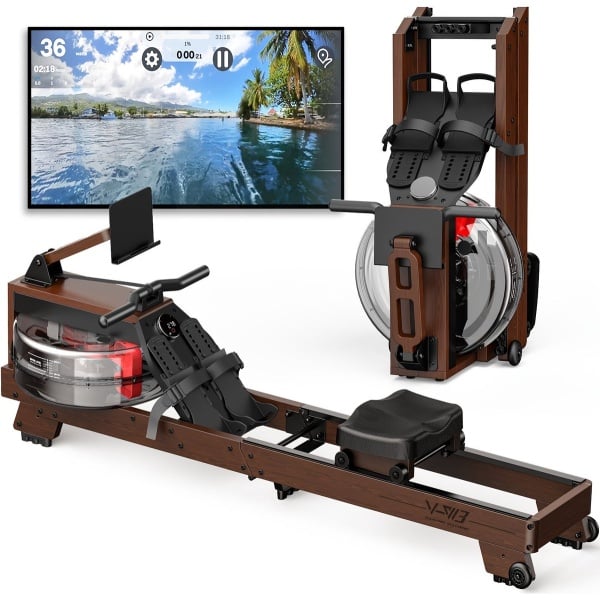 Waterroeimachine - Roeitrainer - Rower - Fitnessapparaat - Homegym - Houten Frame - Waterweerstand - Draaggewicht 175 kg