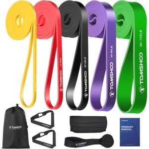 Weerstandsbanden set - 5 elastische fitnessbanden voor krachttraining, stretching en yoga