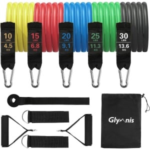 Weerstandsbandenset Expander Weerstandsbanden 11 stuks met 5 fitnessbanden Deurankerhandgrepen Enkelbanden tot 100 lbs voor krachttraining Fysiotherapie Lichaamsvorming