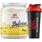 XXL Nutrition - Whey Delicious Incl. Shaker! - 80% Eiwit - Banaan - Wei Eiwitpoeder met BCAA & Glutamine, Proteine Poeder, Eiwit shake, Whey Protein - Diverse Smaken - 1000 gram (33 shakes)