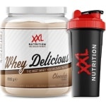 XXL Nutrition - Whey Delicious Incl. Shaker! - 80% Eiwit - Chocolade - Wei Eiwitpoeder met BCAA & Glutamine, Proteine Poeder, Eiwit shake, Whey Protein - Diverse Smaken - 1000 gram (33 shakes)